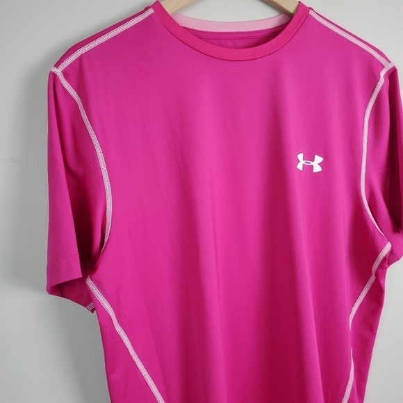 Under Armour Pink Fitted Short Sleeve Large - Picture 2 of 8